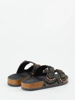Andrea Puccini – Pantolette aus Metallicleder mit Perlen