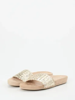 Andrea Puccini – Pantolette aus Metallicleder goldfarben