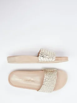 Andrea Puccini – Pantolette aus Metallicleder goldfarben