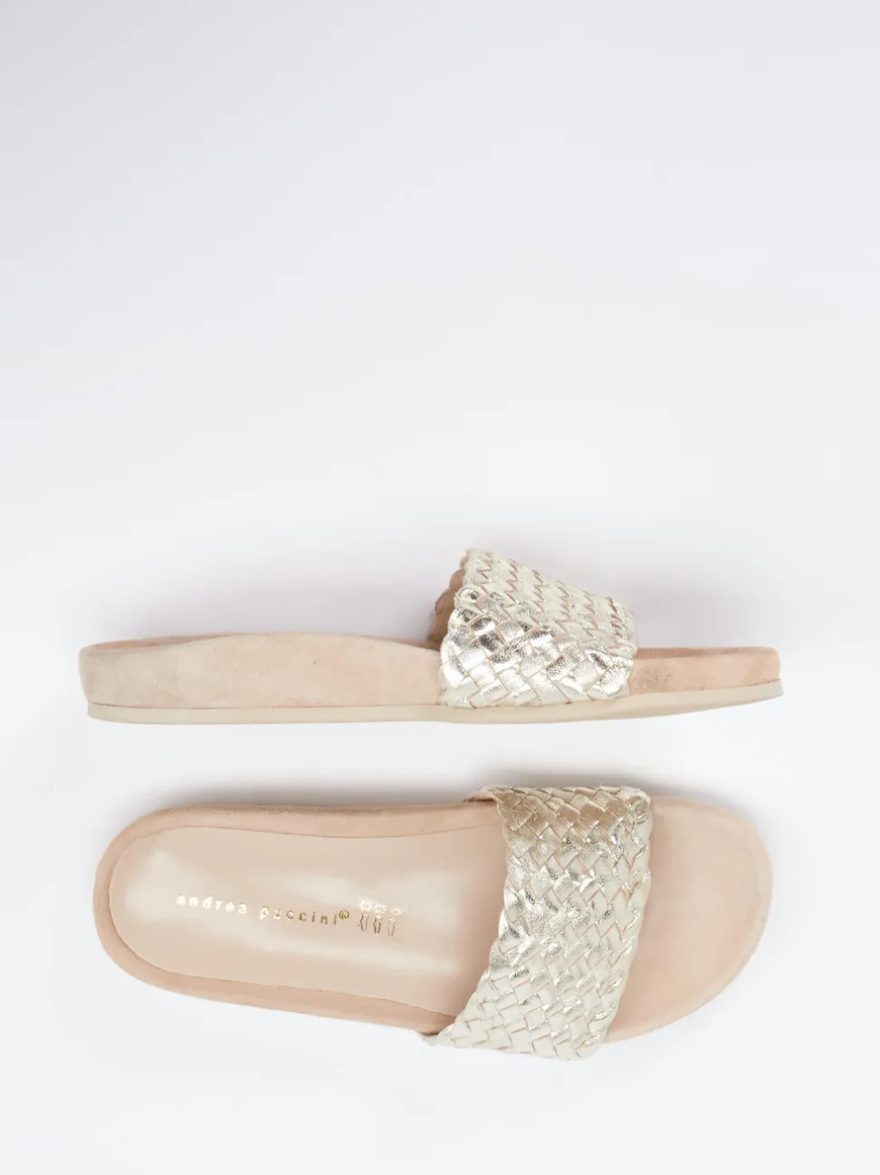Andrea Puccini – Pantolette aus Metallicleder goldfarben