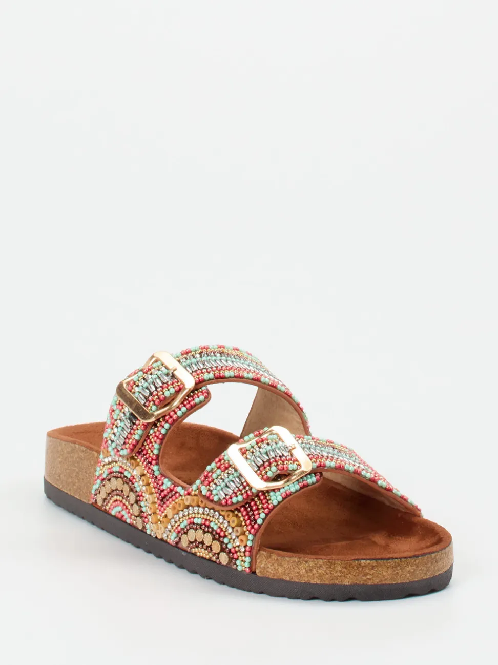 Andrea Puccini – Pantoletten aus Metallicleder mit Perlen