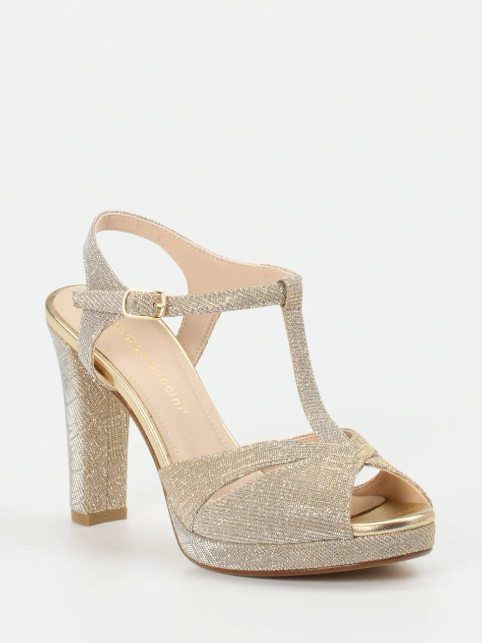 Andrea Puccini – Plateau-Sandaletten aus Metallicleder gold