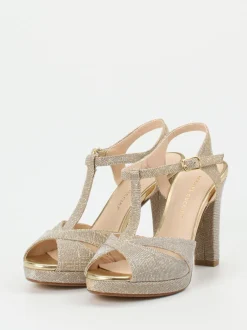 Andrea Puccini – Plateau-Sandaletten aus Metallicleder gold