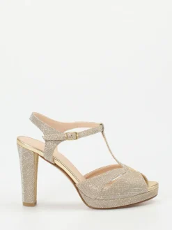 Andrea Puccini – Plateau-Sandaletten aus Metallicleder gold