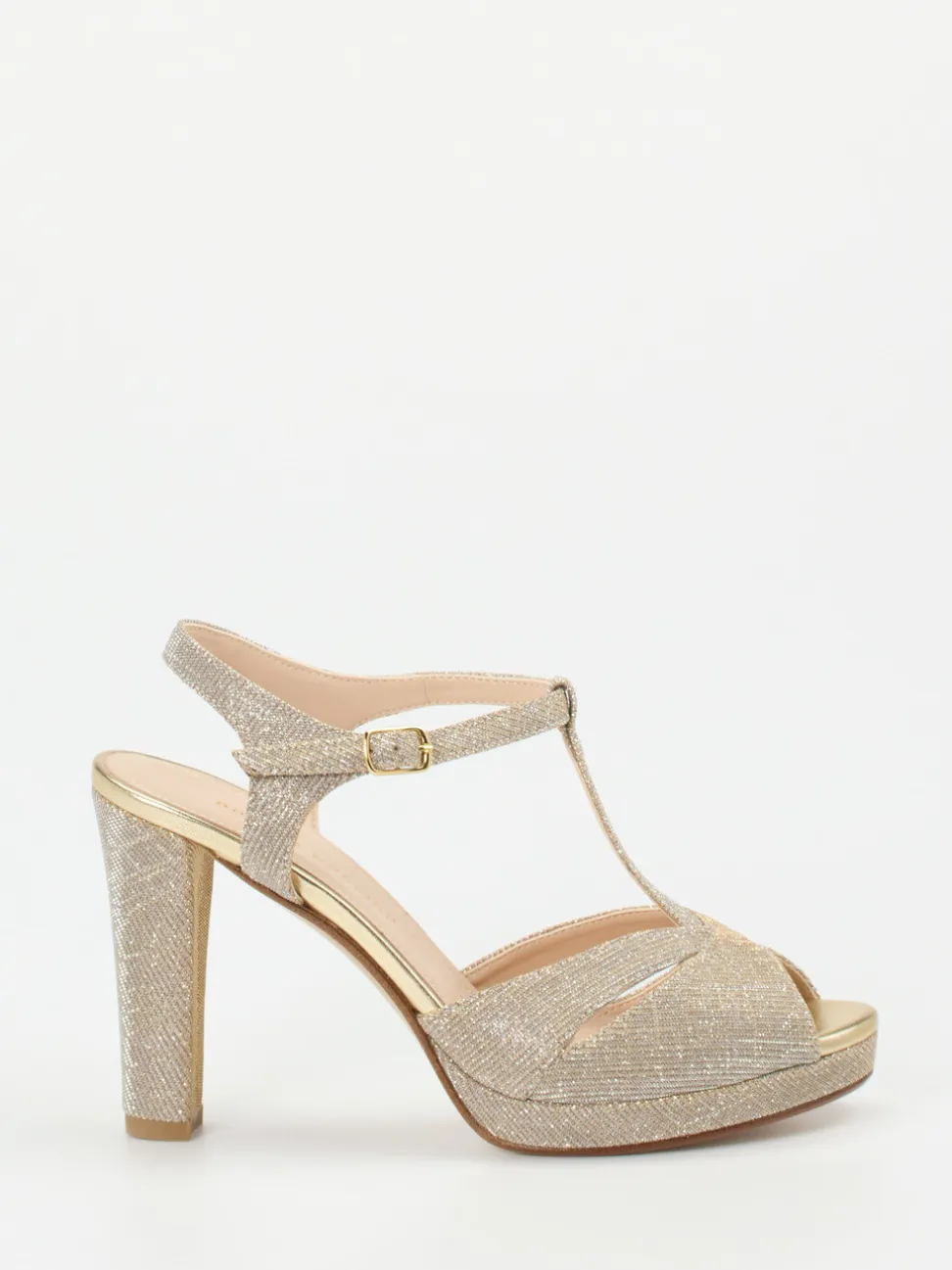 Andrea Puccini – Plateau-Sandaletten aus Metallicleder gold