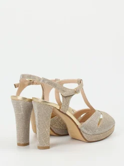 Andrea Puccini – Plateau-Sandaletten aus Metallicleder gold