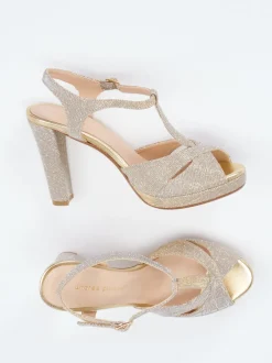 Andrea Puccini – Plateau-Sandaletten aus Metallicleder gold