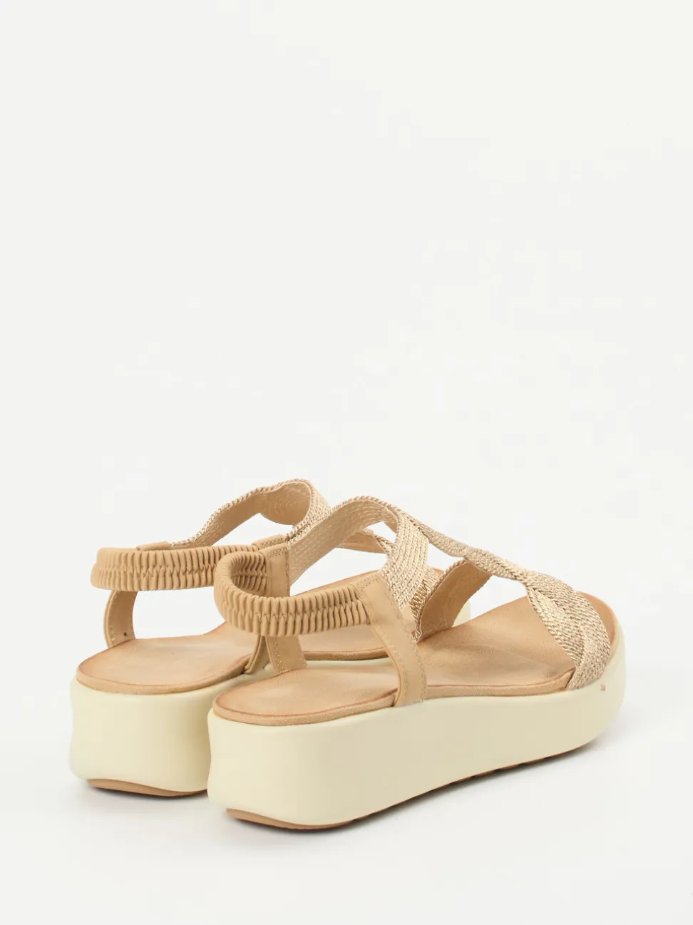 Andrea Puccini – Plateau-Sandale aus Textil goldfarben