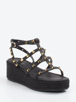 Andrea Puccini – Plateau-Sandale aus Lederimitat Schwarz