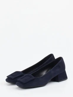 Andrea Puccini – Pumps aus Veloursleder Dunkelblau