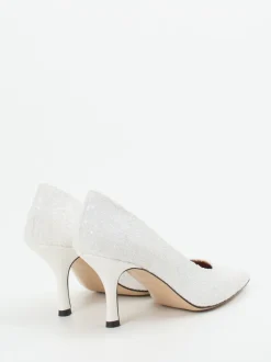 Andrea Puccini – Pumps aus Metallicleder Weiß