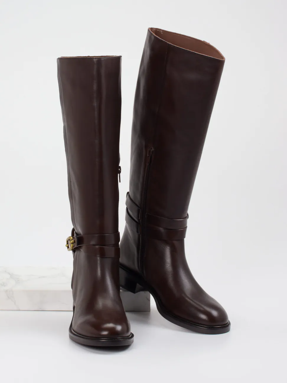 Andrea Puccini – Reitstiefel aus Glattleder Dunkelbraun