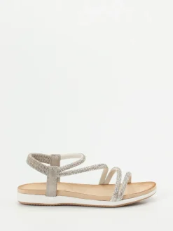 Andrea Puccini – Riemchensandalen aus Metallicleder silber