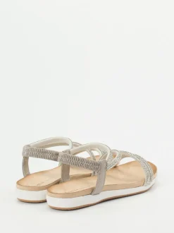 Andrea Puccini – Riemchensandalen aus Metallicleder silber