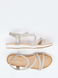 Andrea Puccini – Riemchensandalen aus Metallicleder silber