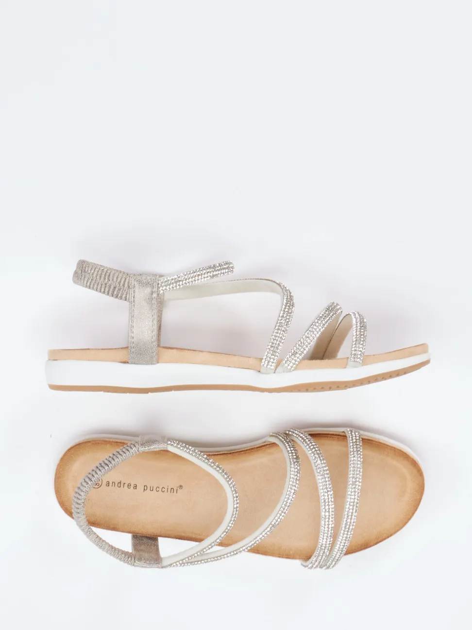Andrea Puccini – Riemchensandalen aus Metallicleder silber