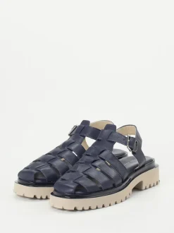 Andrea Puccini – Sandalen aus Lammleder Dunkelblau