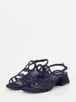 Andrea Puccini – Sandalette aus Veloursleder Tiefblau