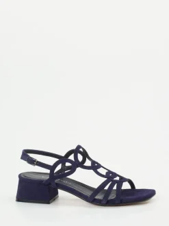Andrea Puccini – Sandalette aus Veloursleder Tiefblau