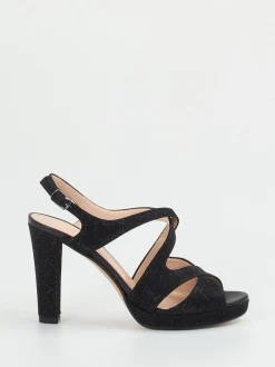 Andrea Puccini – Sandalette aus Metallic mit Glitzerlook