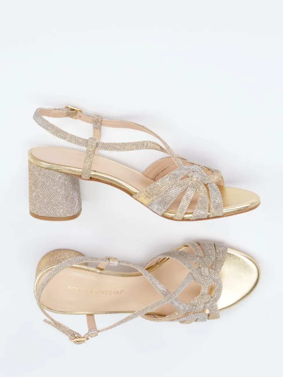 Andrea Puccini – Sandaletten aus Metallicleder goldfarben