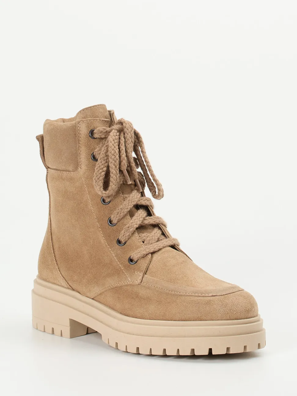 Andrea Puccini – Schnürboots aus Veloursleder in Sandbeige