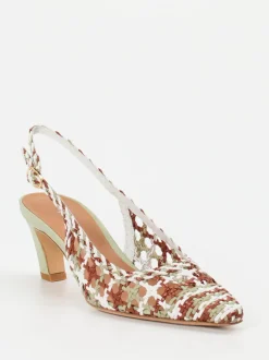 Andrea Puccini – Slingback-Pumps aus Flechtleder salbeigrün