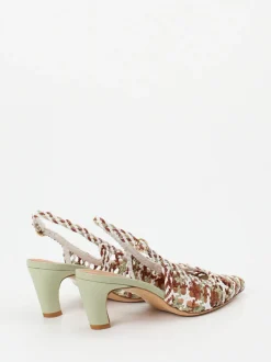 Andrea Puccini – Slingback-Pumps aus Flechtleder salbeigrün