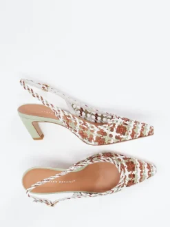 Andrea Puccini – Slingback-Pumps aus Flechtleder salbeigrün