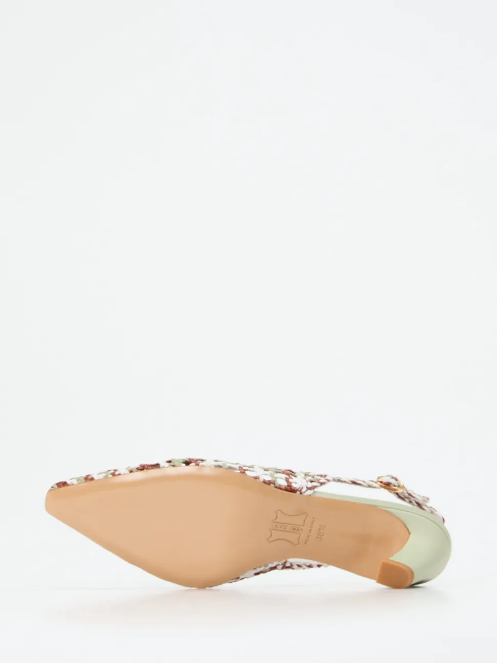 Andrea Puccini – Slingback-Pumps aus Flechtleder salbeigrün