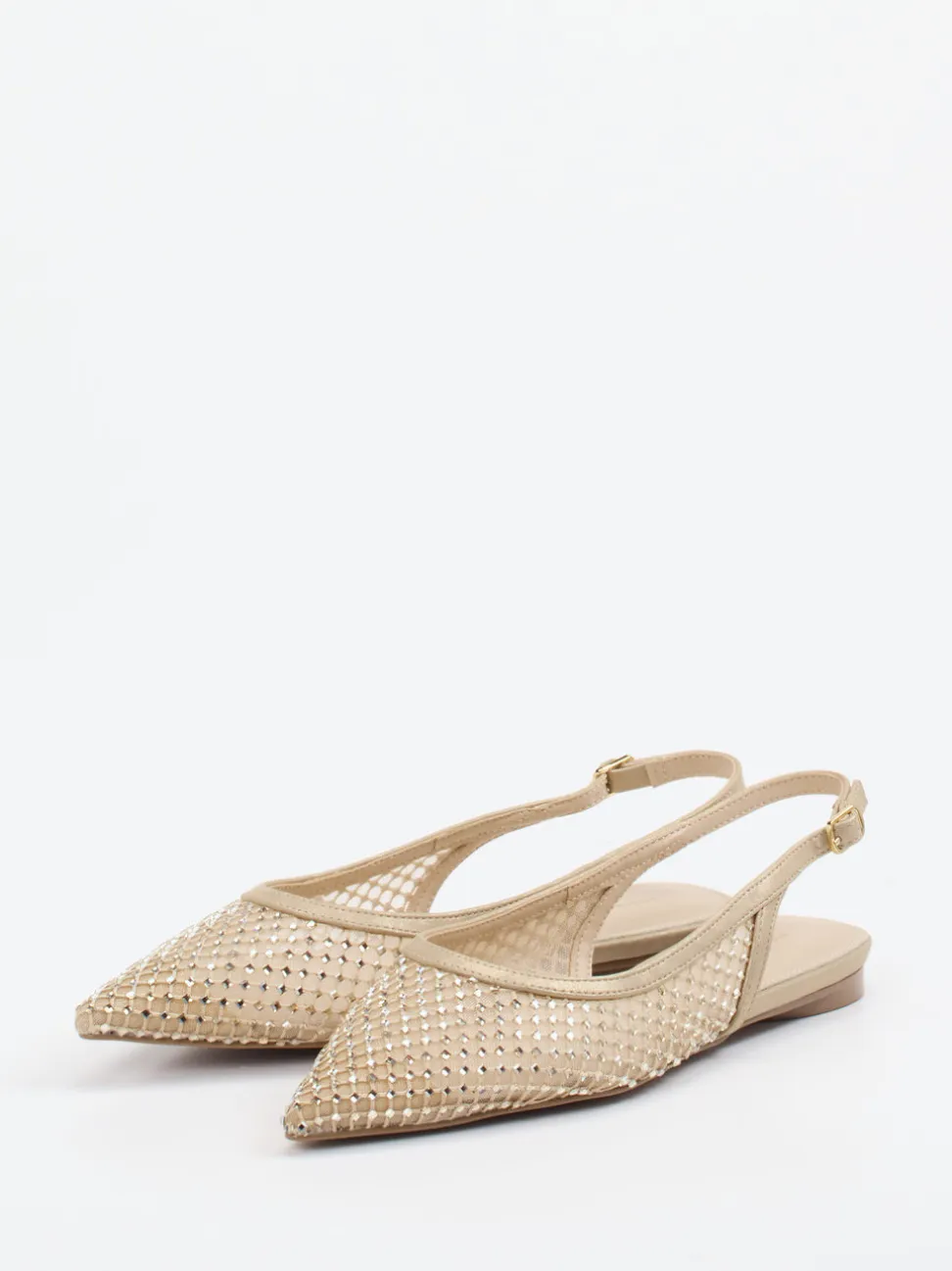 Andrea Puccini – Slingback-Ballerinas aus Netzgewebe beige