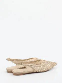 Andrea Puccini – Slingback-Ballerinas aus Netzgewebe beige