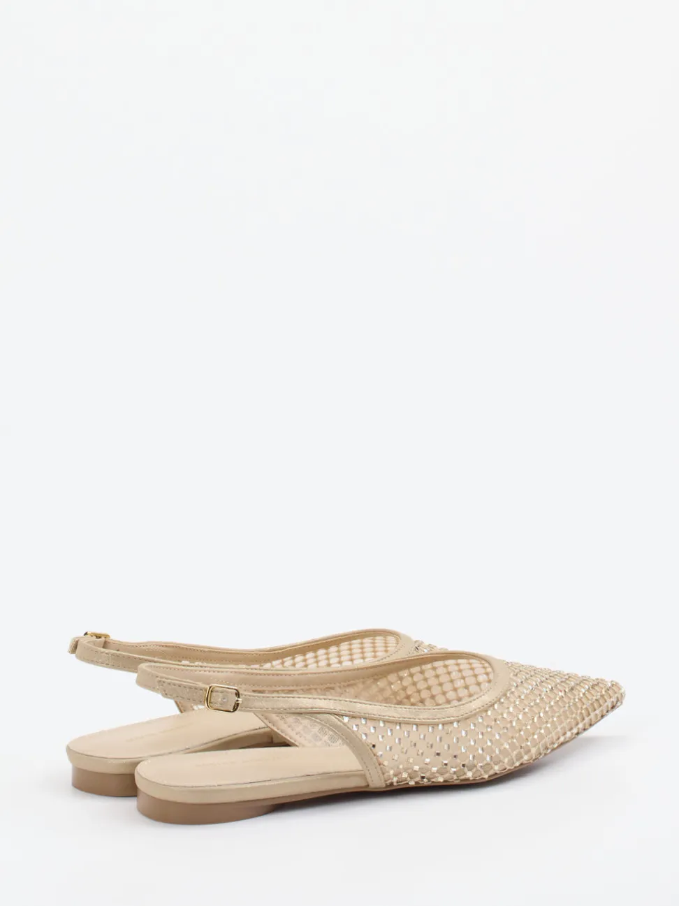 Andrea Puccini – Slingback-Ballerinas aus Netzgewebe beige