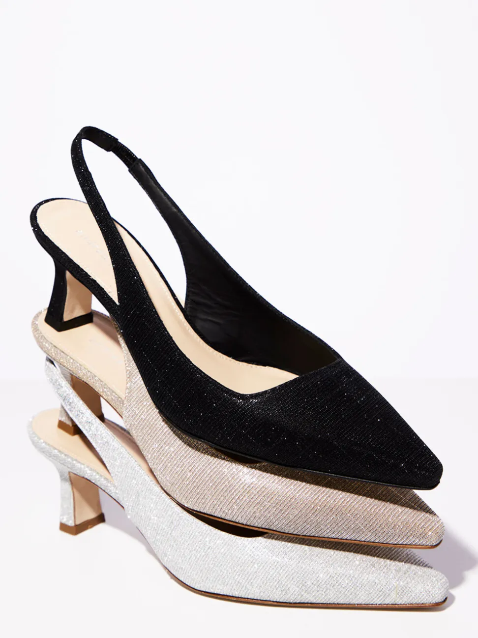 Andrea Puccini – Slingback-Pumps aus Metallicleder schwarz