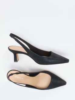 Andrea Puccini – Slingback-Pumps aus Metallicleder schwarz