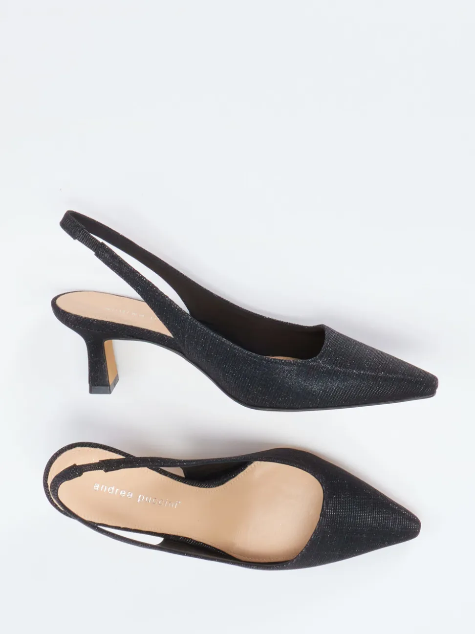 Andrea Puccini – Slingback-Pumps aus Metallicleder schwarz