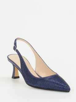 Andrea Puccini – Slingback-Pumps aus Metallicleder Blau