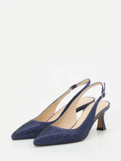 Andrea Puccini – Slingback-Pumps aus Metallicleder Blau