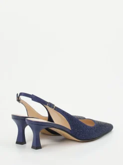 Andrea Puccini – Slingback-Pumps aus Metallicleder Blau