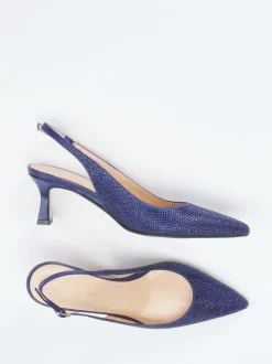 Andrea Puccini – Slingback-Pumps aus Metallicleder Blau