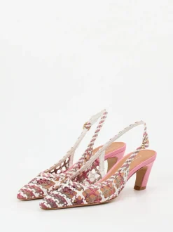 Andrea Puccini – Slingback-Pumps aus Flechtleder rosé