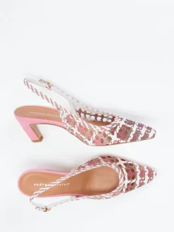 Andrea Puccini – Slingback-Pumps aus Flechtleder rosé