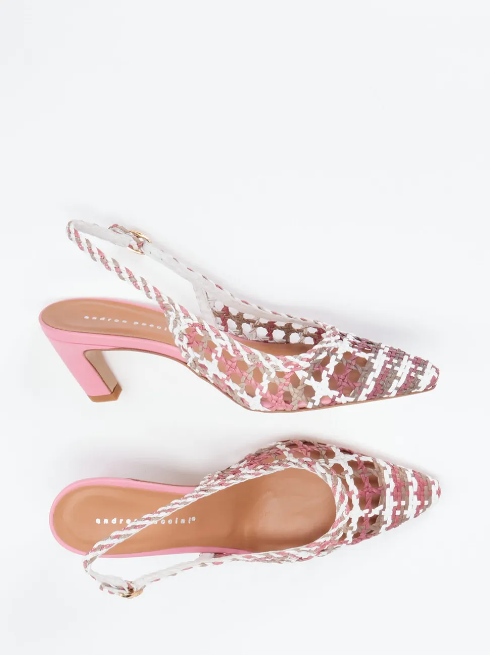 Andrea Puccini – Slingback-Pumps aus Flechtleder rosé