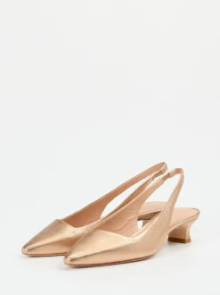 Andrea Puccini – Slingback-Pumps aus Metallicleder Roségold