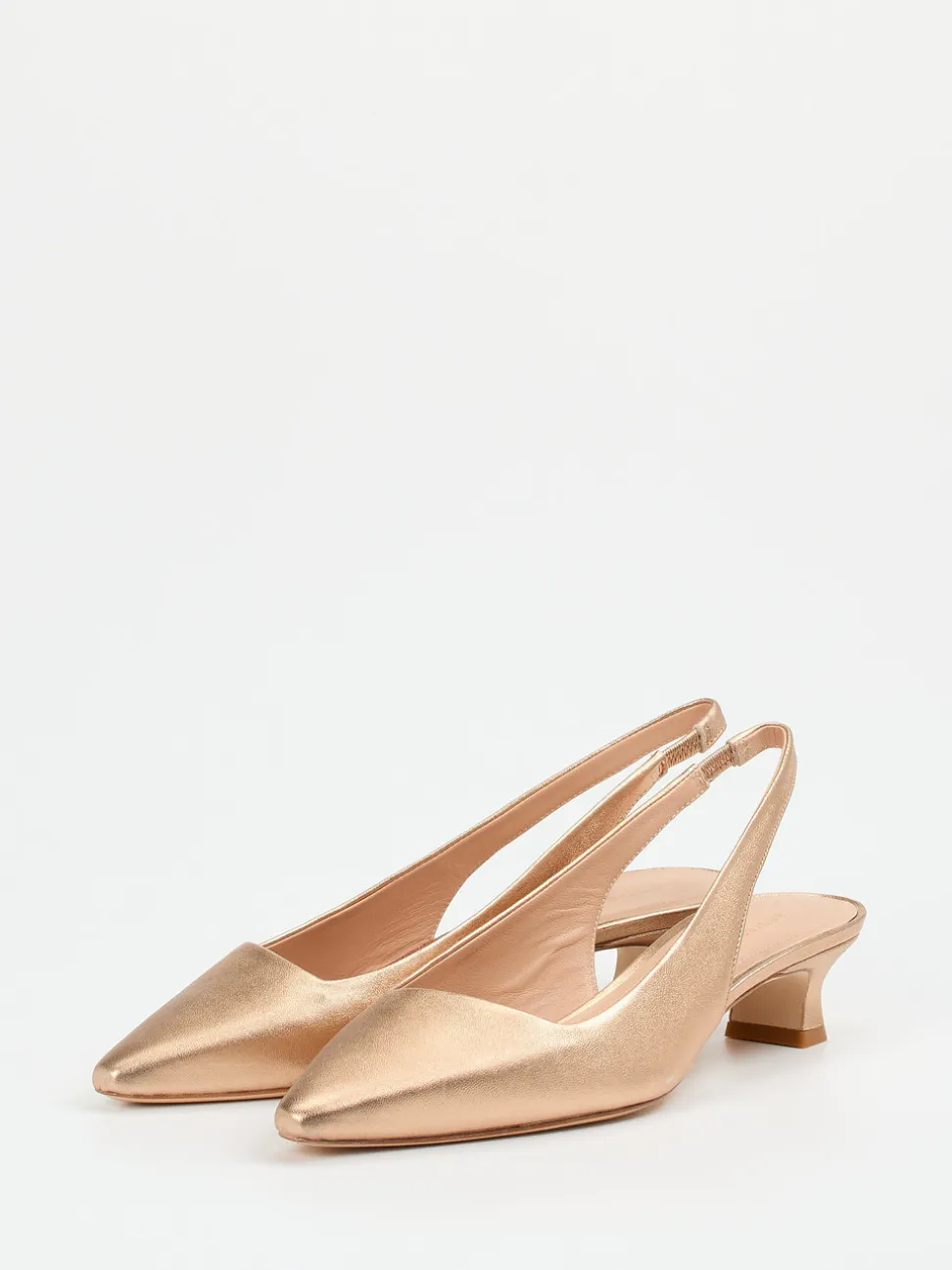 Andrea Puccini – Slingback-Pumps aus Metallicleder Roségold