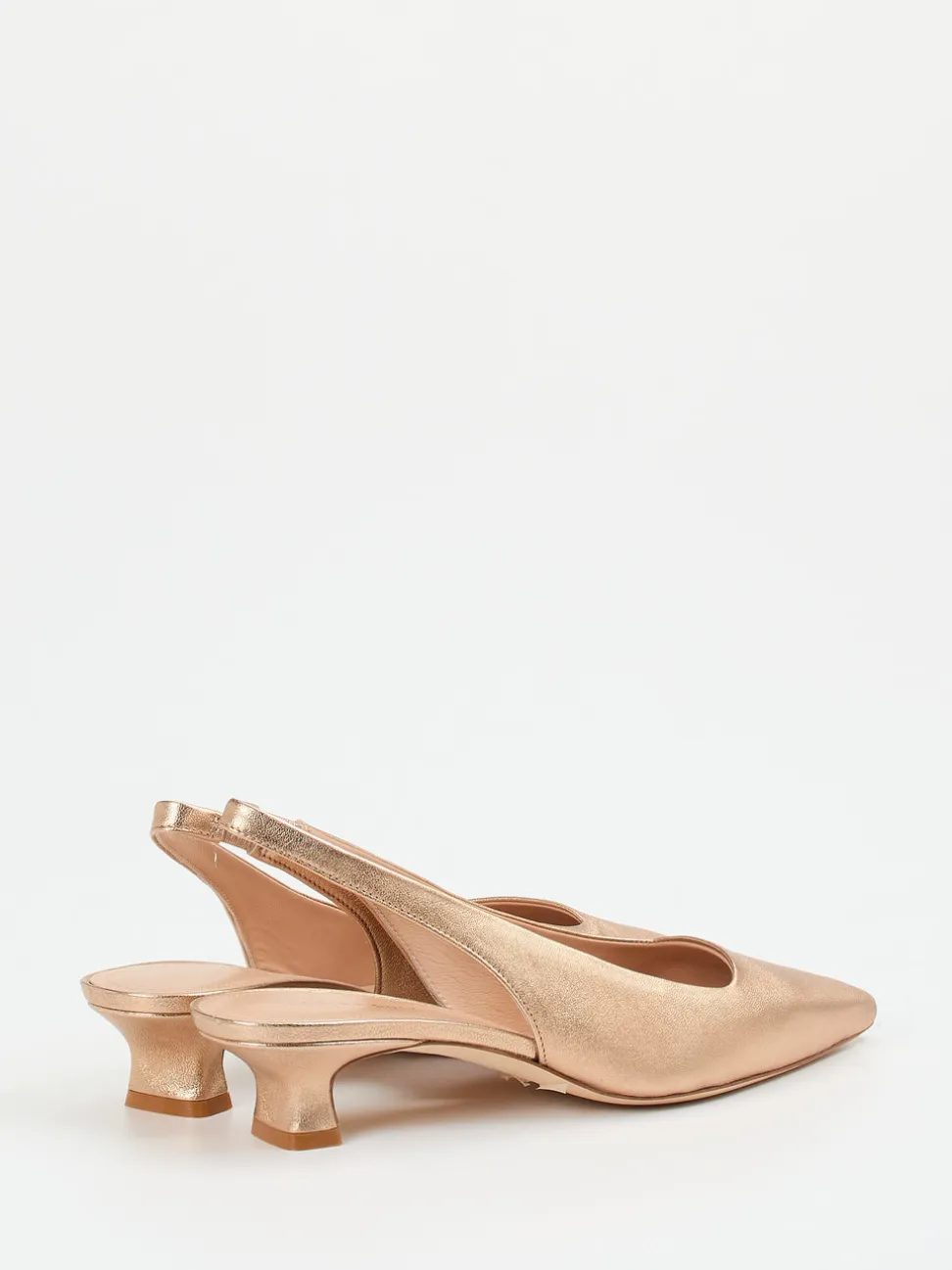 Andrea Puccini – Slingback-Pumps aus Metallicleder Roségold