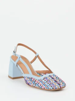 Andrea Puccini – Slingback-Pumps aus Flechtleder multicolor