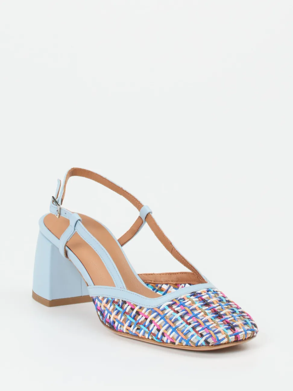 Andrea Puccini – Slingback-Pumps aus Flechtleder multicolor