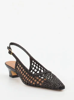Andrea Puccini – Slingback-Pumps aus Flechtleder schwarz