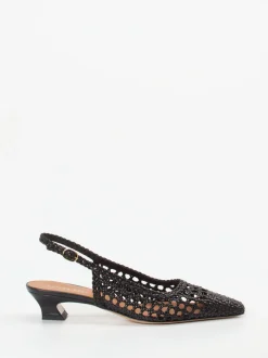 Andrea Puccini – Slingback-Pumps aus Flechtleder schwarz